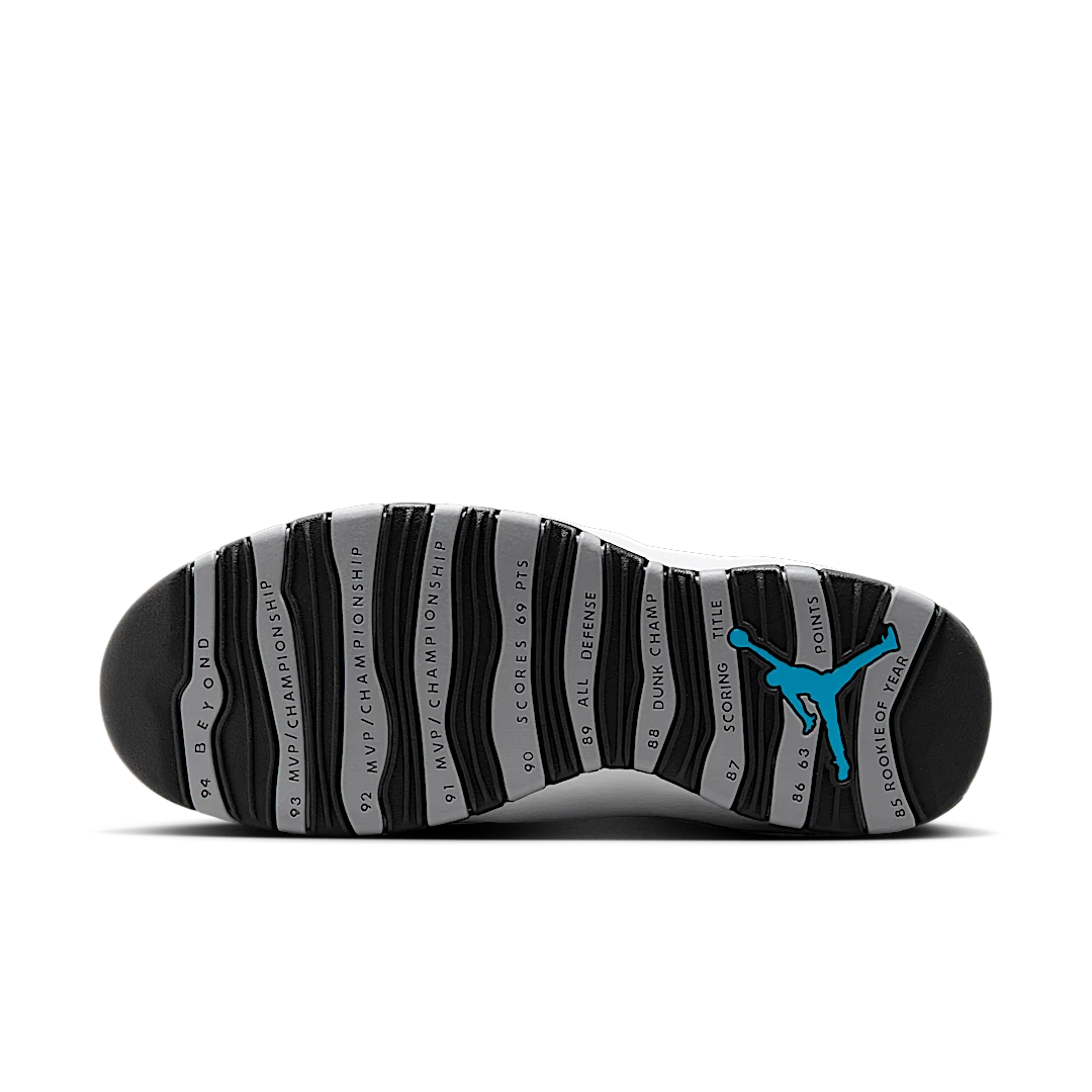 Overkicks - Air Jordan 10 Retro OG Steel (2025) (HJ6779-104) - detalle suela