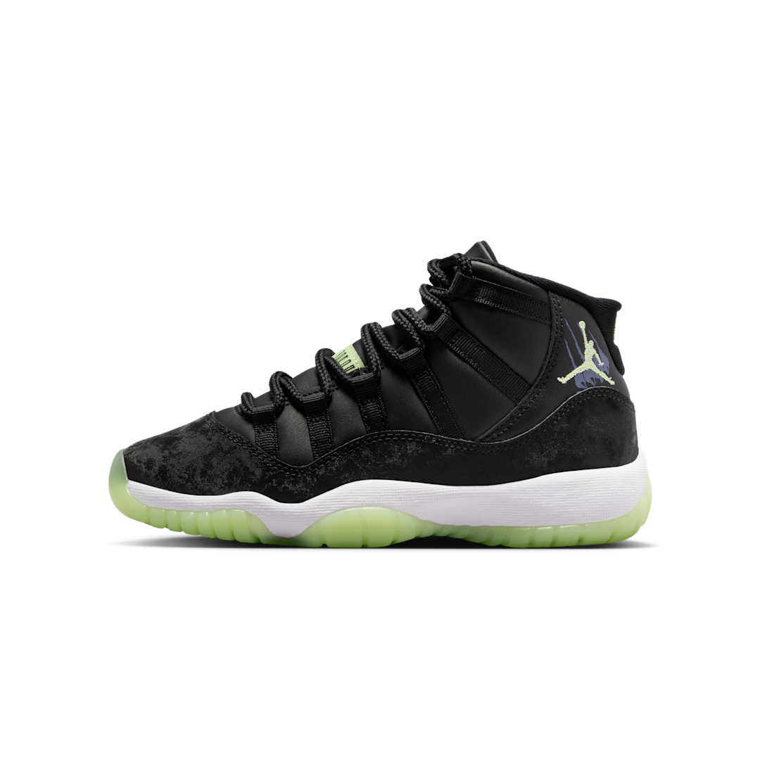 Overkicks - Air Jordan 11 Retro Black Barely Volt (GS) (IB1378-001) - vista lateral