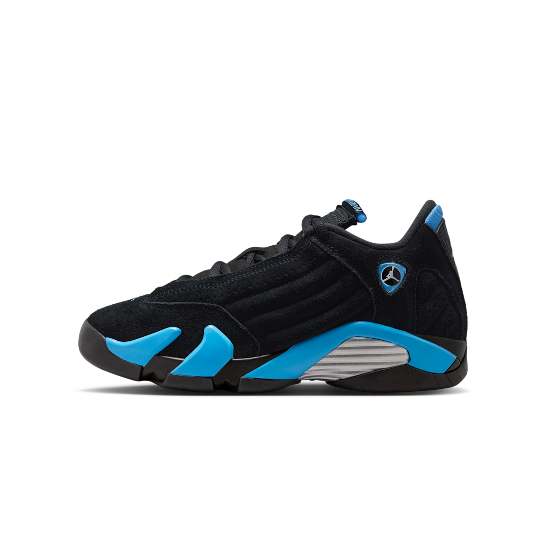 Overkicks - Air Jordan 14 Retro Black University Blue (2026) (GS) (487524-007) - vista lateral