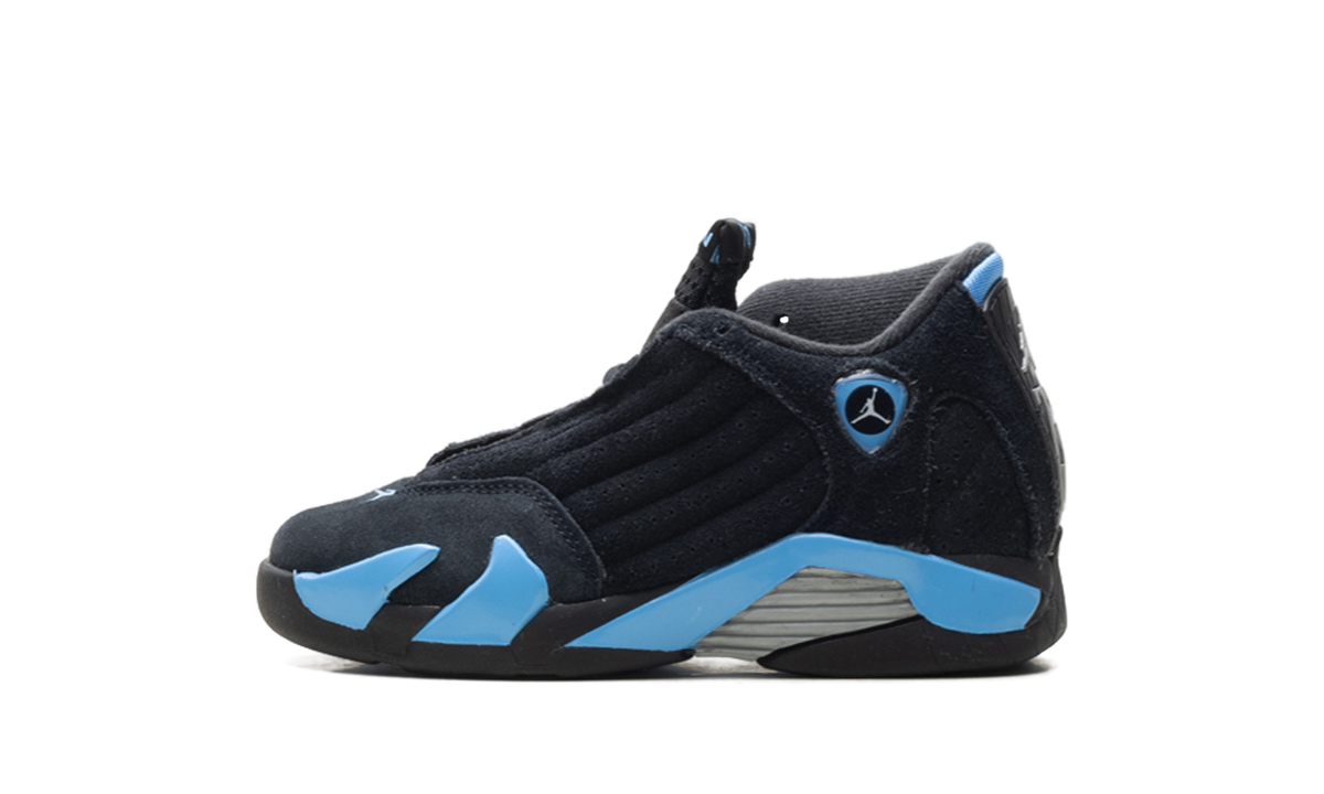 Overkicks - Air Jordan 14 Retro Black University Blue (2026) (PS) (312092-007) - vista lateral