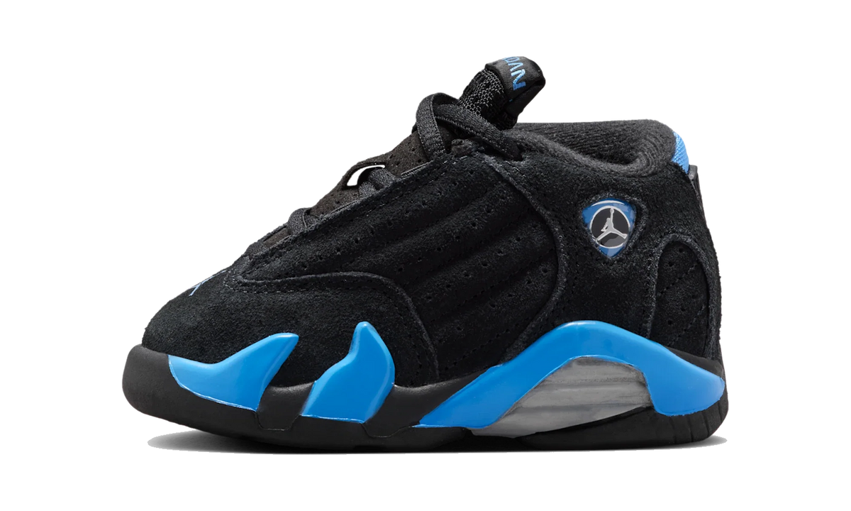 Overkicks - Air Jordan 14 Retro Black University Blue (2026) (TD) (312093-007) - vista lateral