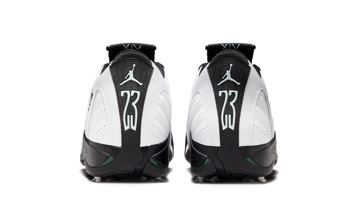 Overkicks - Air Jordan 14 Retro Golf Oxidized Green (HJ7710-100) - detalle talón