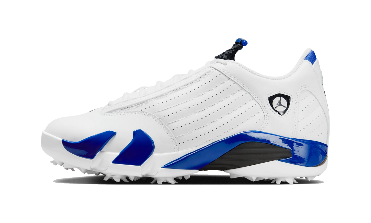 Overkicks - Air Jordan 14 Retro Golf White Hyper Royal (HJ7710-101) - vista lateral