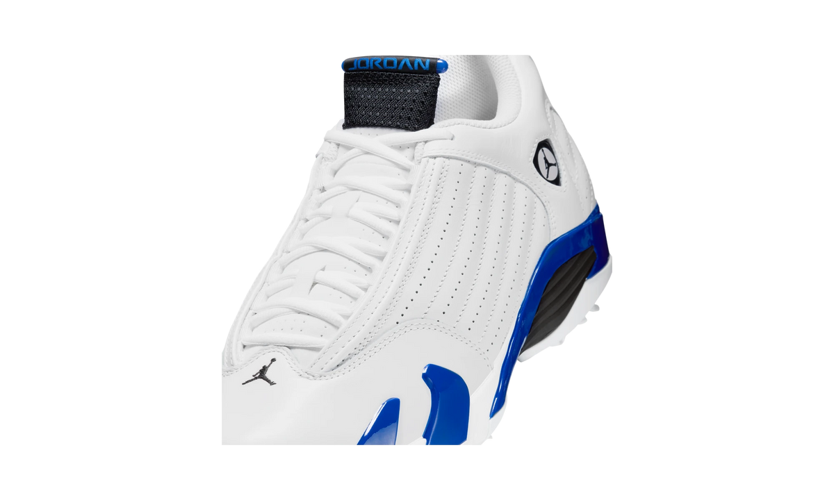 Overkicks - Air Jordan 14 Retro Golf White Hyper Royal (HJ7710-101) - detalle lateral interior