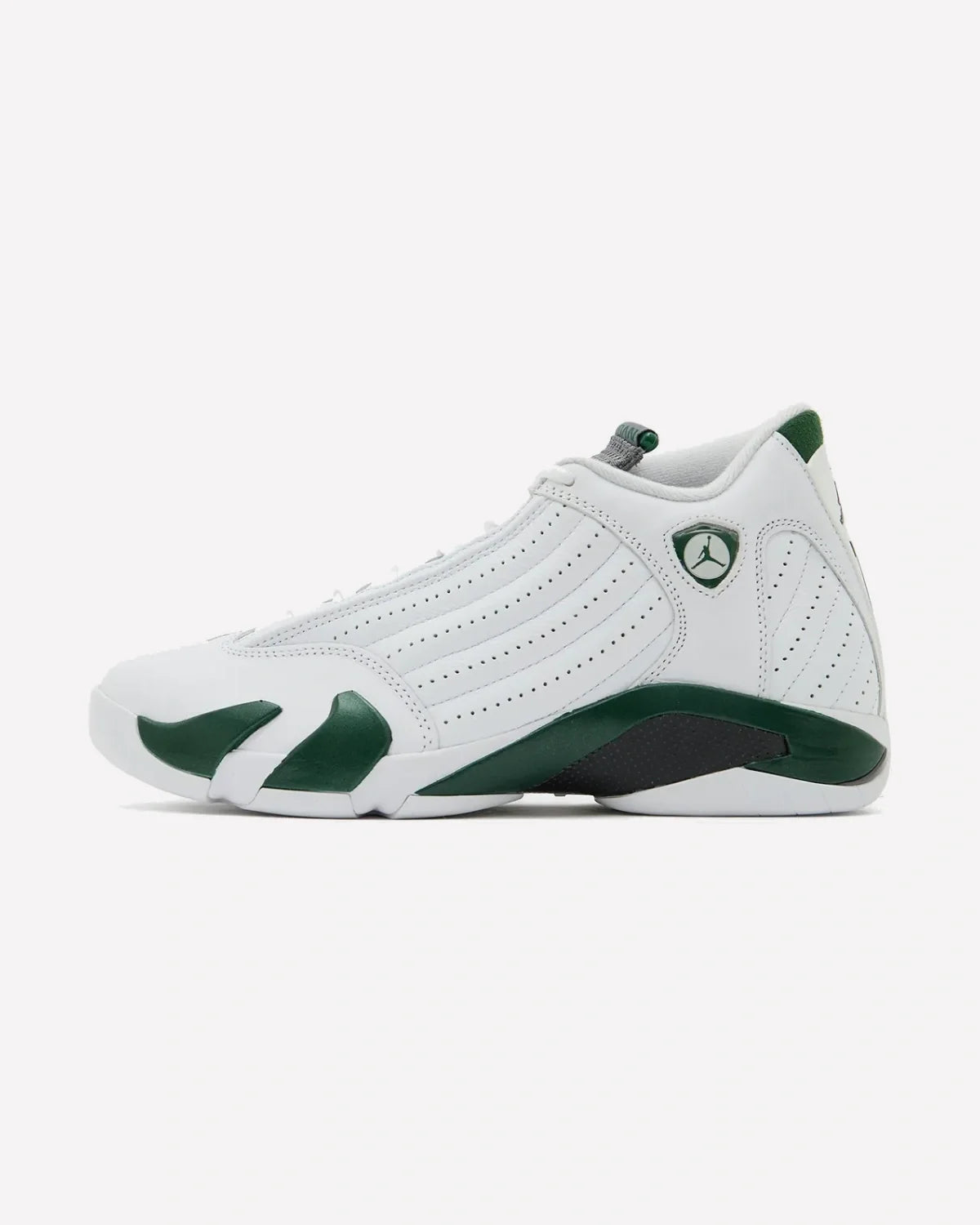 Overkicks - Air Jordan 14 Retro White Forest Green (2026) (487471-300) - vista lateral