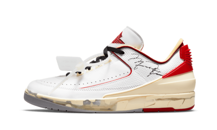 Overkicks - Air Jordan 2 Retro Low SP Off-White White Red (DJ4375-106) - vista lateral