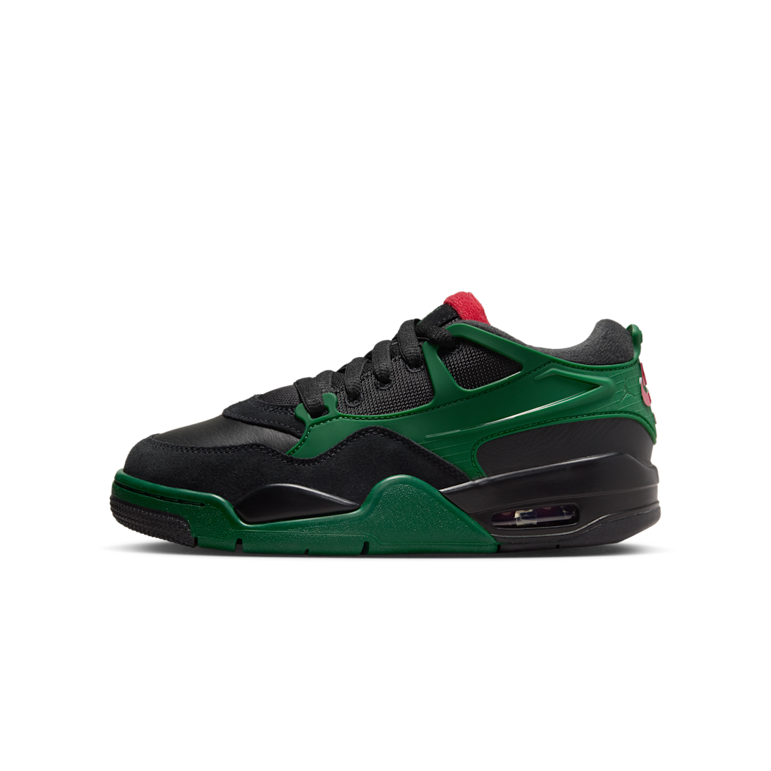 Overkicks - Air Jordan 4 RM Black Gorge Green Varsity Red (GS) (FQ7938-003) - vista lateral