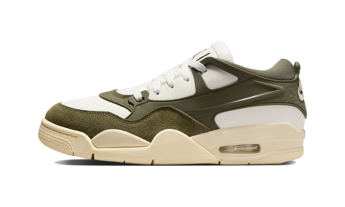 Overkicks - Air Jordan 4 RM Sail Medium Olive (FQ7940-121) - vista lateral