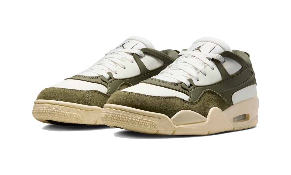 Overkicks - Air Jordan 4 RM Sail Medium Olive (FQ7940-121) - vista trasera
