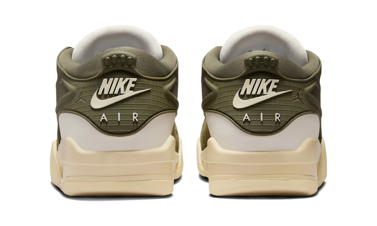 Overkicks - Air Jordan 4 RM Sail Medium Olive (FQ7940-121) - detalle talón