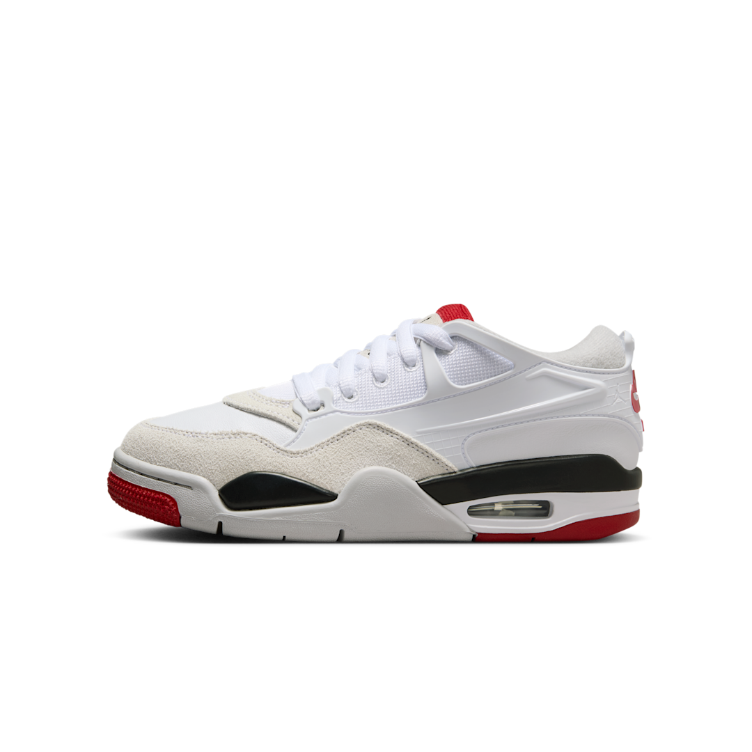 Overkicks - Air Jordan 4 RM White Black Neutral Grey Varsity Red (GS) (FQ7938-102) - vista lateral