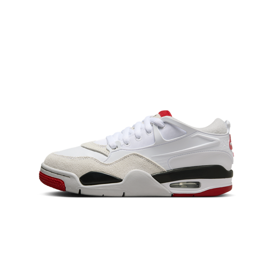 Overkicks - Air Jordan 4 RM White Black Neutral Grey Varsity Red (GS) (FQ7938-102) - vista lateral