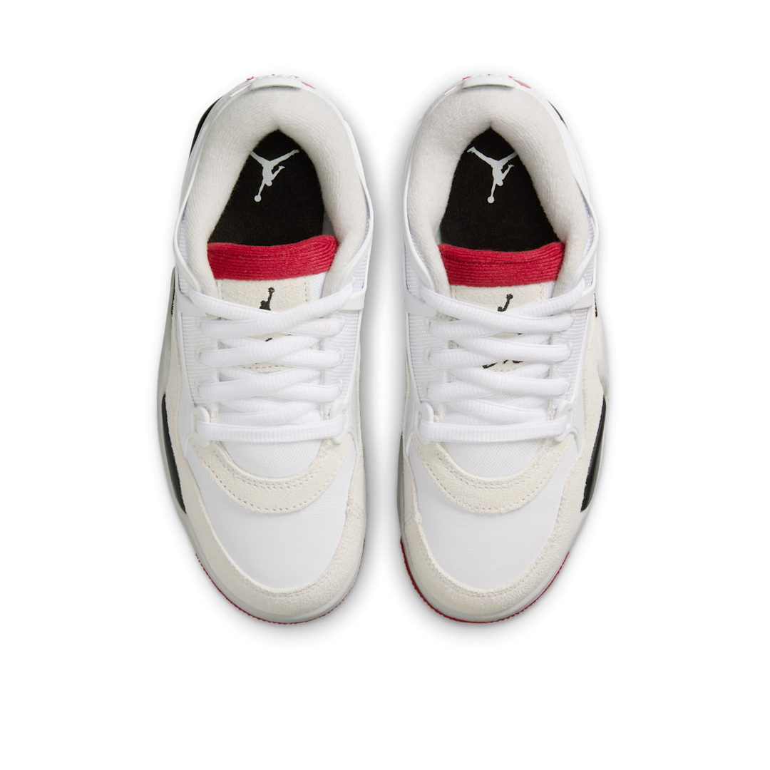 Overkicks - Air Jordan 4 RM White Black Neutral Grey Varsity Red (GS) (FQ7938-102) - imagen 3