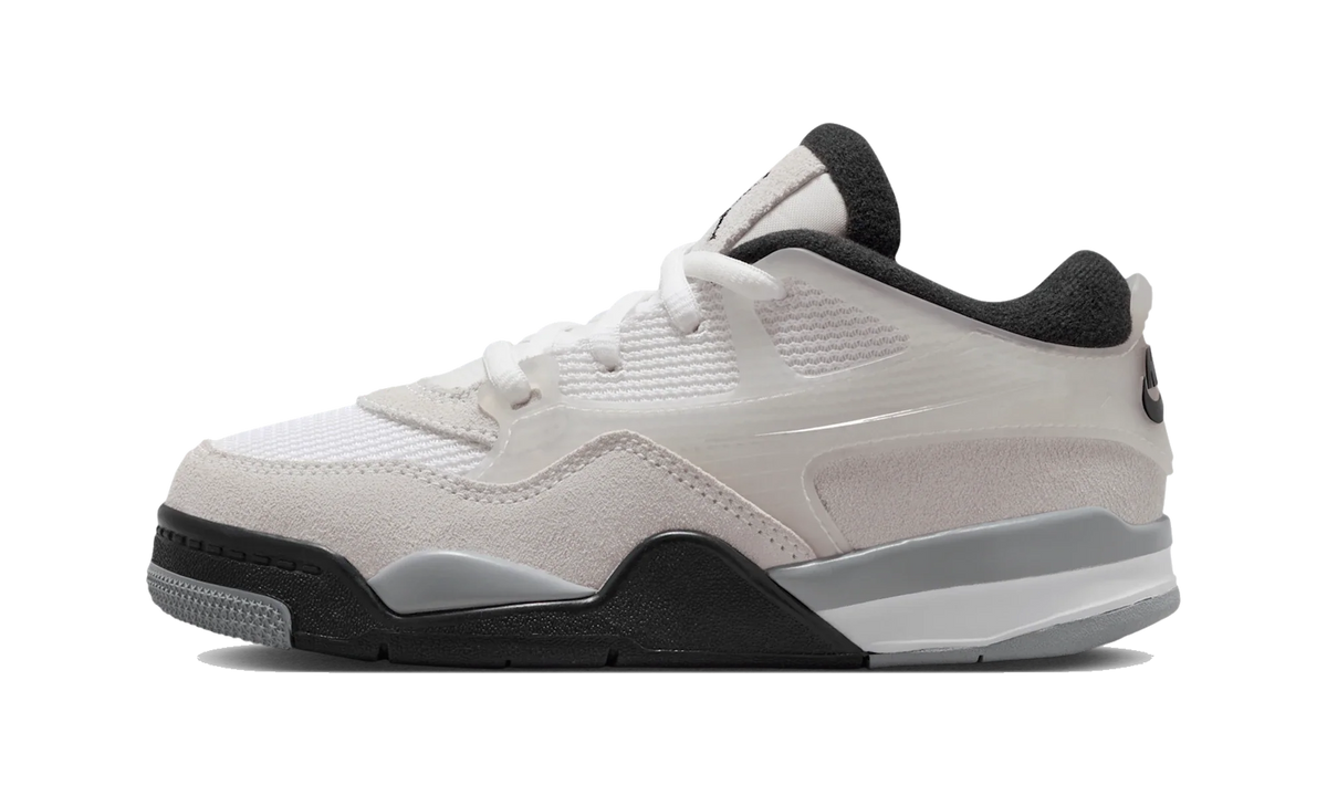 Overkicks - Air Jordan 4 RM White Light Smoke Grey Black (PS) (FQ7936-108) - vista lateral
