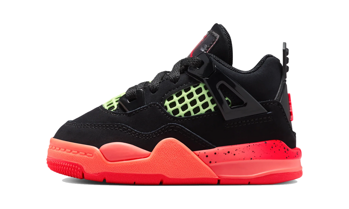 Overkicks - Air Jordan 4 Retro Black Infrared Barely Volt (TD) (II1270-001) - vista lateral