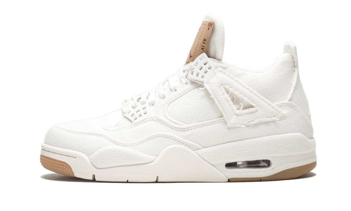 Overkicks - Air Jordan 4 Retro Levis White (Blank Tag) (AO2571-100) - vista lateral