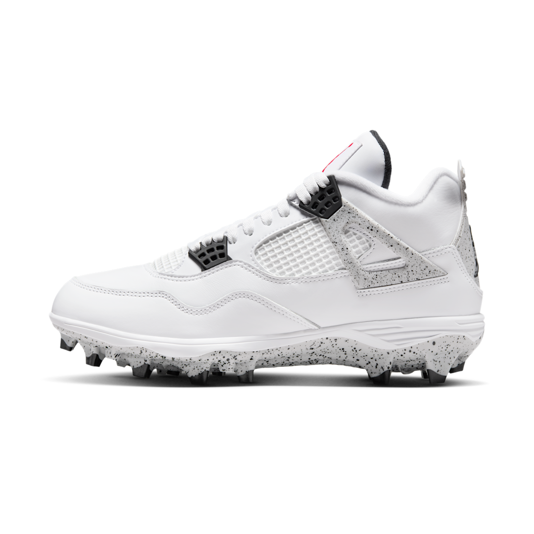 Overkicks - Air Jordan 4 Retro TD Cleat White Cement (HQ0207-106) - vista lateral