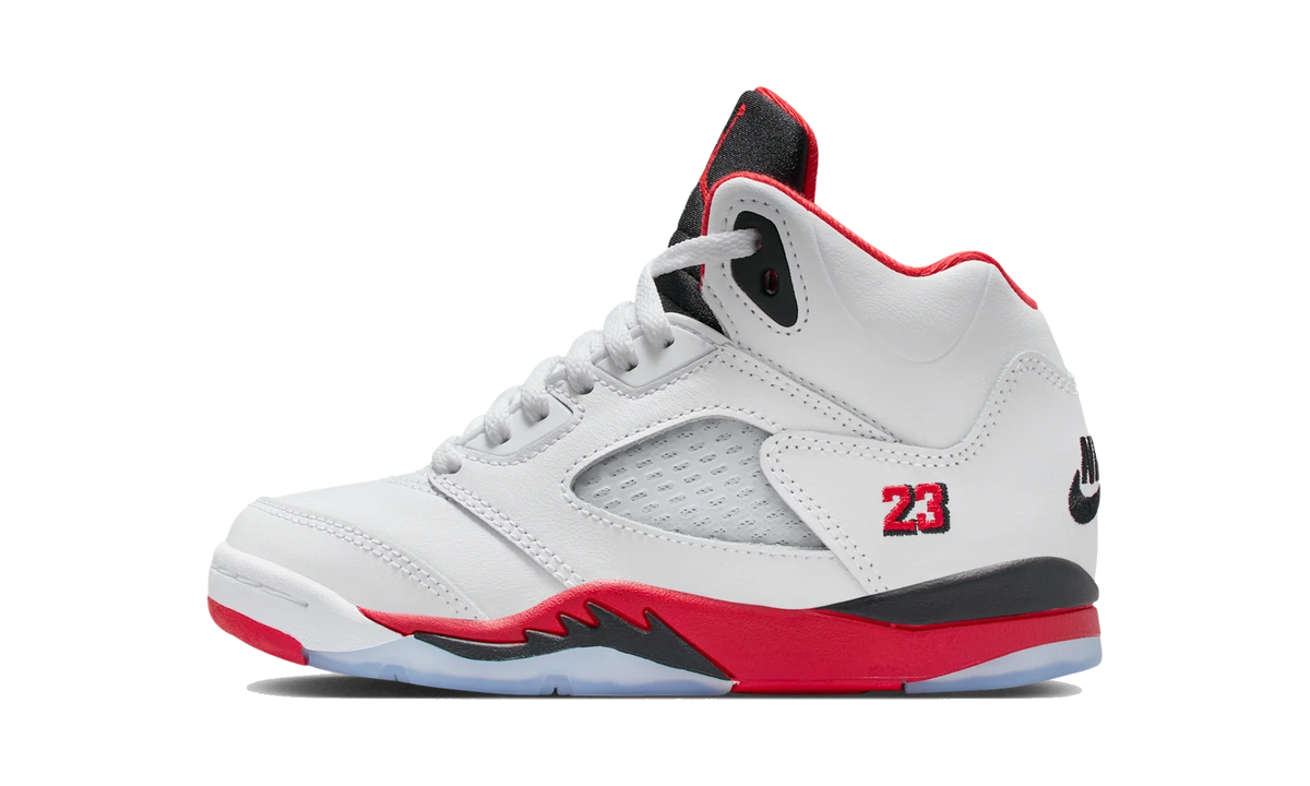 Overkicks - Air Jordan 5 Retro Fire Red Black Tongue (2025) (PS) (HQ7979-101) - vista lateral