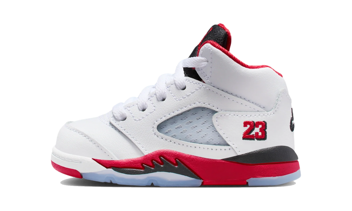 Overkicks - Air Jordan 5 Retro Fire Red Black Tongue (2025) (TD) (HQ7981-101) - vista lateral