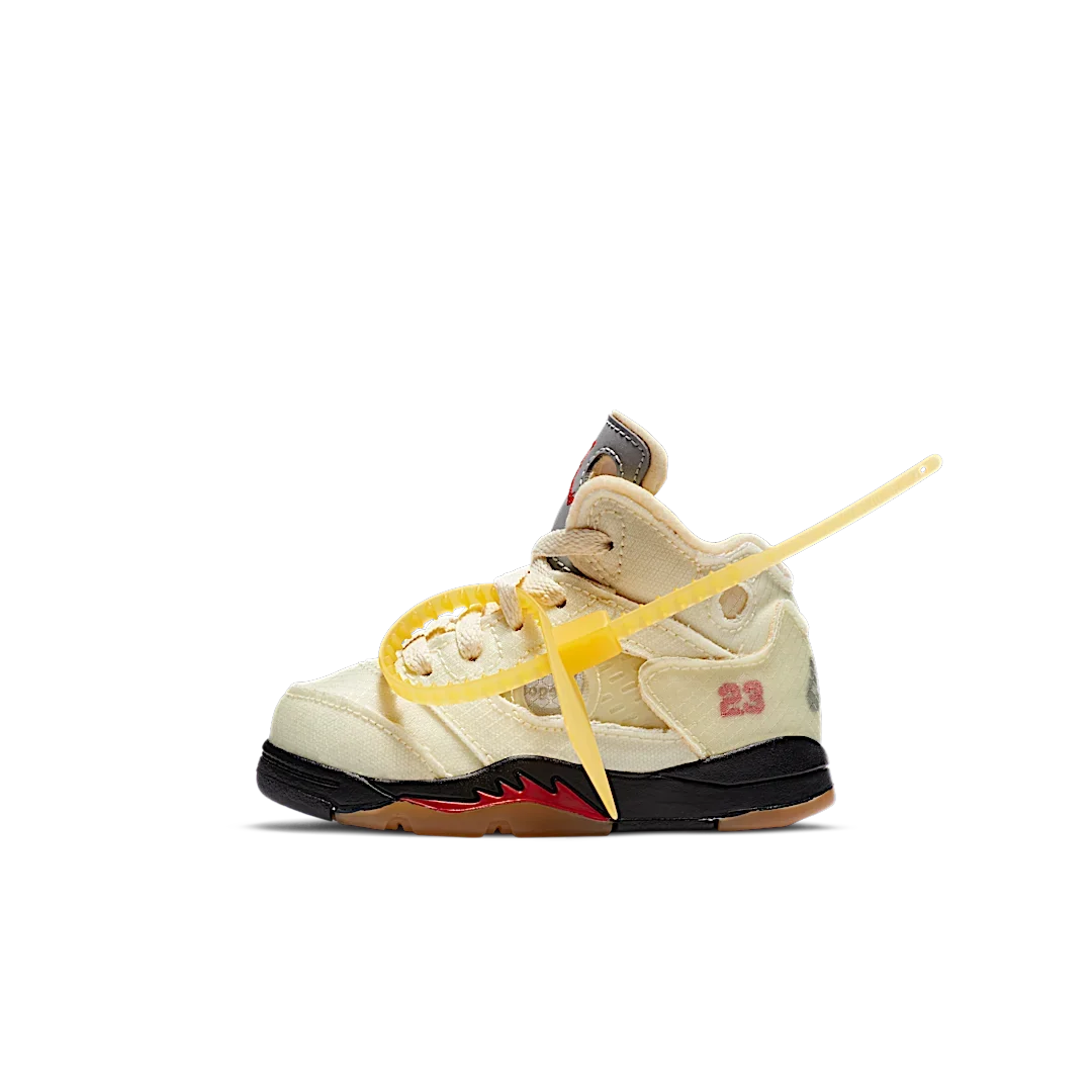Overkicks - Air Jordan 5 Retro Off-White Sail (TD) (CV4828-100) - vista lateral