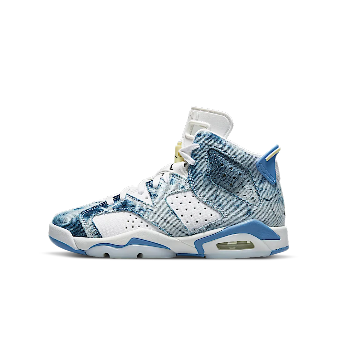 Overkicks - Air Jordan 6 Retro Washed Denim (2022) (GS) (DM9045-100) - vista lateral