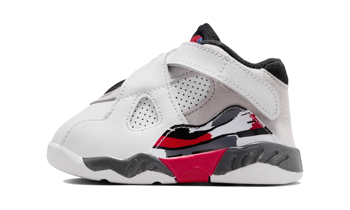 Overkicks - Air Jordan 8 Retro White True Red (2025) (TD) (305360-100) - vista lateral