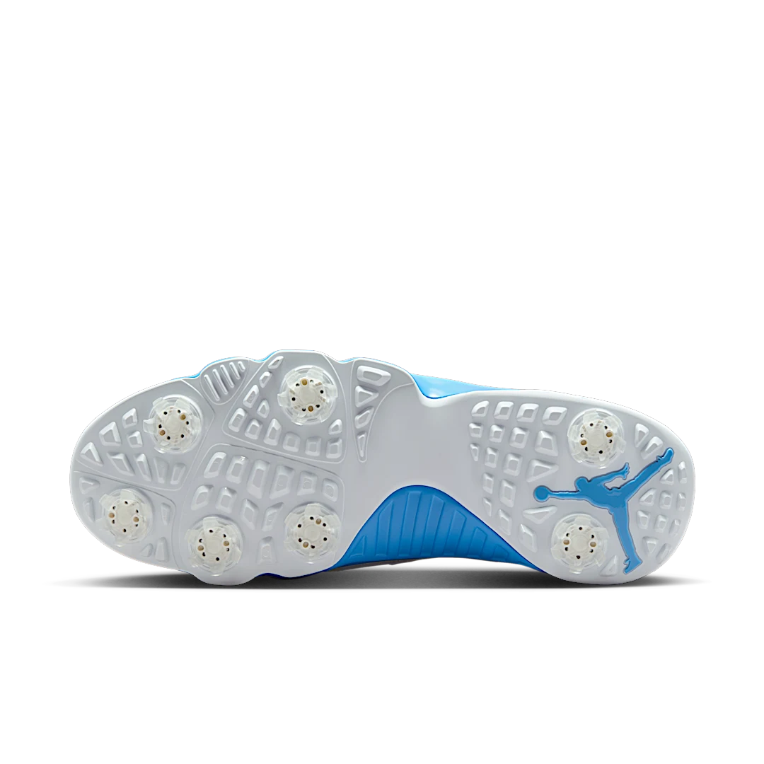 Overkicks - Air Jordan 9 Retro Low Golf White University Blue (FJ5934-101) - detalle suela