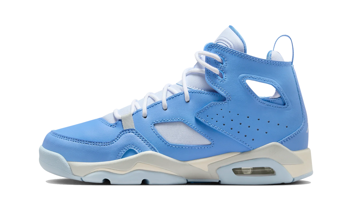 Overkicks - Air Jordan Flight Club '91 Legend Blue Pure Platinum Sail Hydrogen Blue (GS) (DM1685-400) - vista lateral