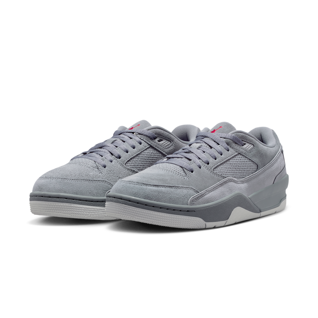 Overkicks - Air Jordan Flight Court Cool Grey Varsity Red (HF3255-007) - vista trasera