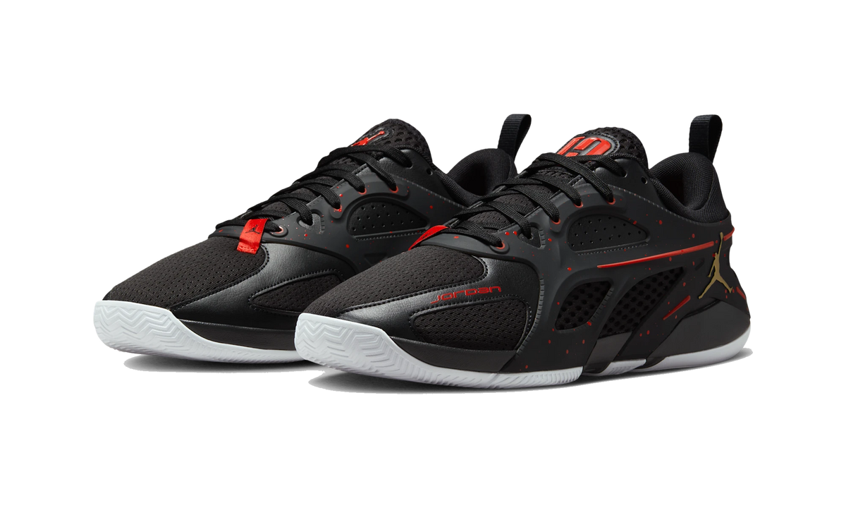 Overkicks - Air Jordan Heir Black Red Metallic Gold (FQ3858-076) - vista trasera