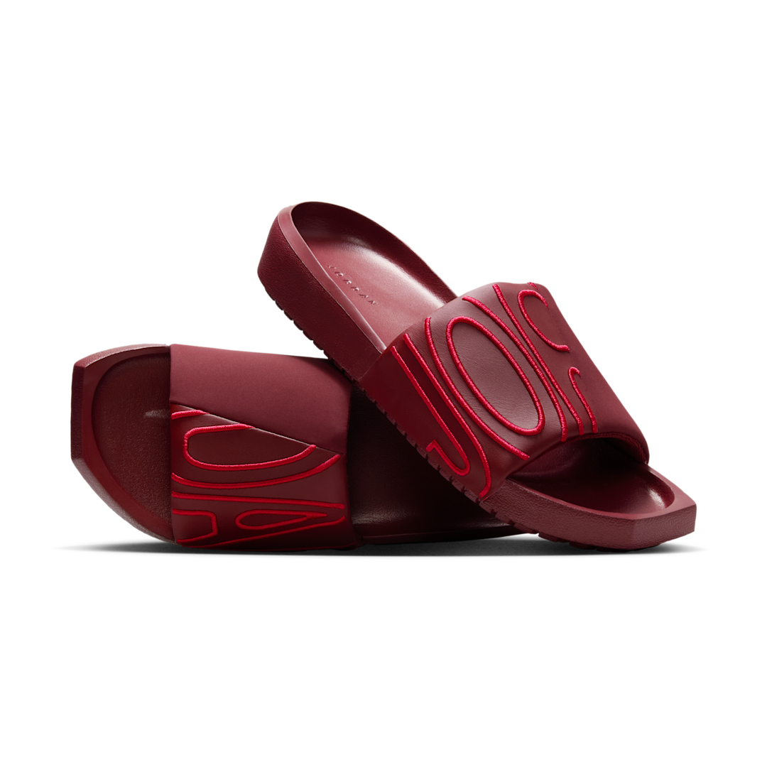 Overkicks - Air Jordan NOLA Slide Dark Team Red Hibiscus (CZ8027-603) - vista lateral