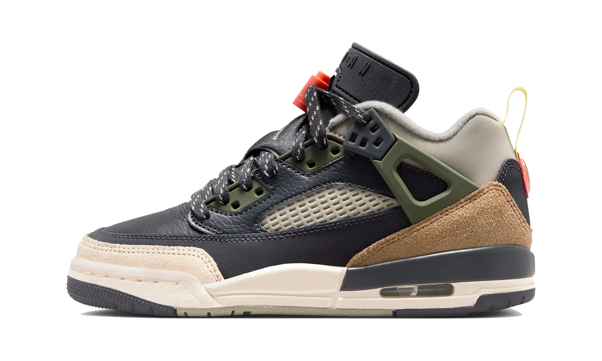 Overkicks - Air Jordan Spizike Low Anthracite Mango Cargo Khaki (GS) (FQ3950-007) - vista lateral