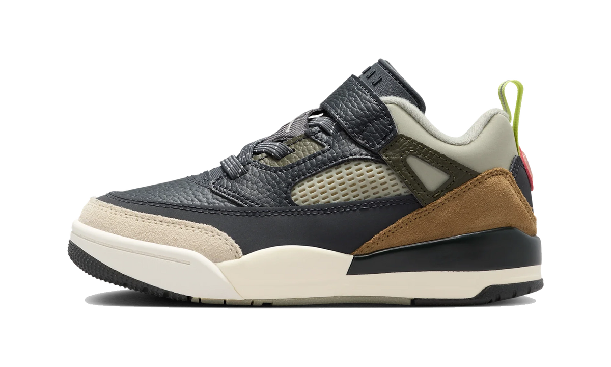 Overkicks - Air Jordan Spizike Low Anthracite Mango Cargo Khaki (PS) (FQ3951-007) - vista lateral