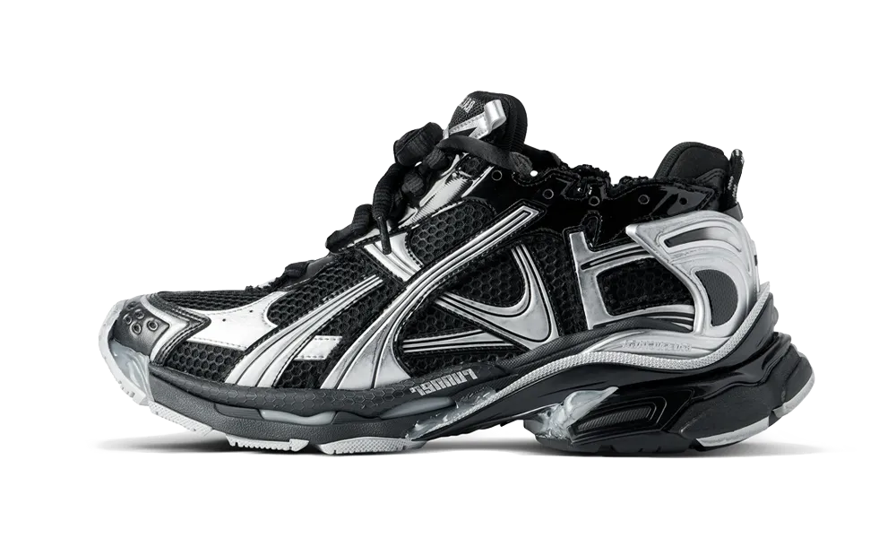 Overkicks - Balenciaga Runner Womens Black Silver (772767W3RMU1100) - vista lateral