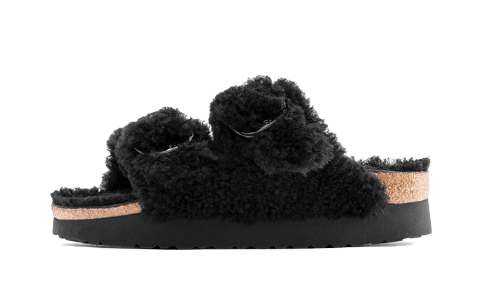 Overkicks - Birkenstock Arizona Big Buckle Shearling Black Gold (Womens) (1025901/1025920) - vista lateral