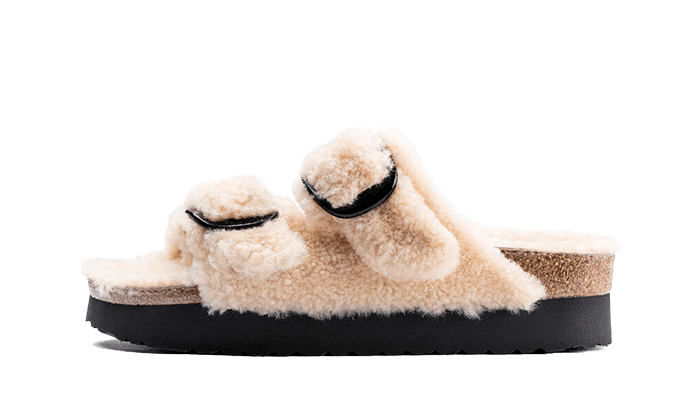 Overkicks - Birkenstock Arizona Big Buckle Teddy Eggshell (Womens) (1023130) - vista lateral