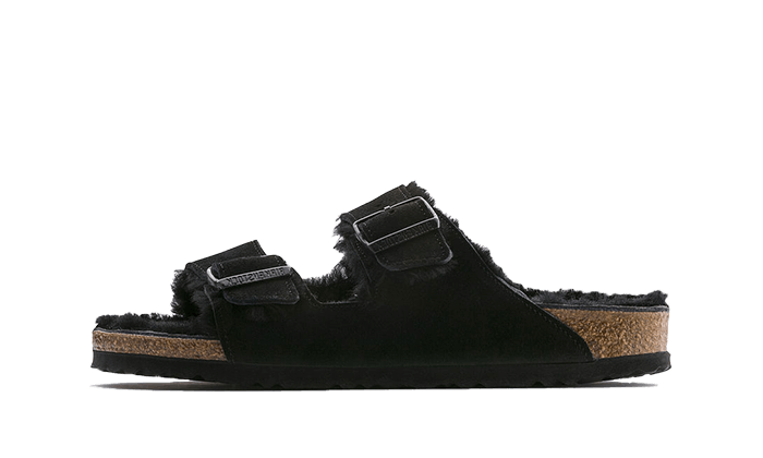 Overkicks - Birkenstock Arizona Shearling Suede Leather Black (0752661/0752663) - vista lateral