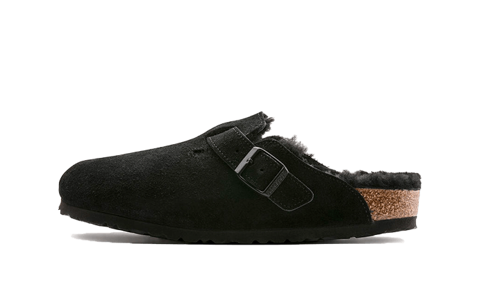 Overkicks - Birkenstock Boston Shearling Suede Black (0259881/0259883) - vista lateral