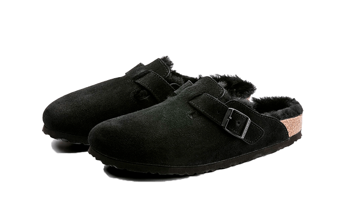 Overkicks - Birkenstock Boston Shearling Suede Black (0259881/0259883) - vista trasera