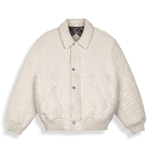Overkicks - Chaqueta Hans Island Pu Leather Off White (GPLJ221-OWHT) - vista frontal