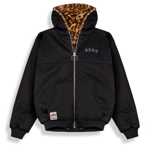 Chaqueta Reversible The Props Leopard Hooded Black