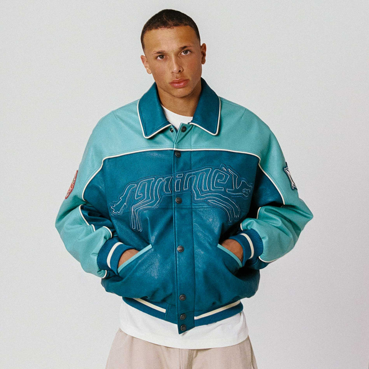 Overkicks - Chaqueta Wild One Pu Leather Washed Blue (GPLJ207-WBLU) - imagen 3
