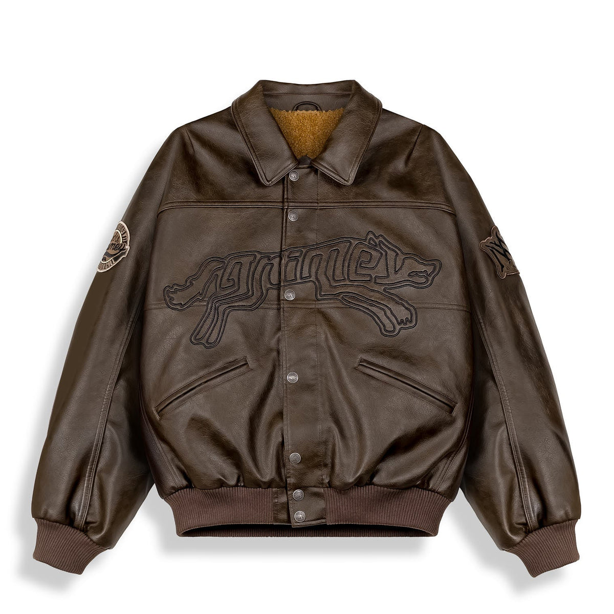 Overkicks - Chaqueta Wild One Pu Leather Washed Brown (GPLJ207-WBRW) - vista frontal