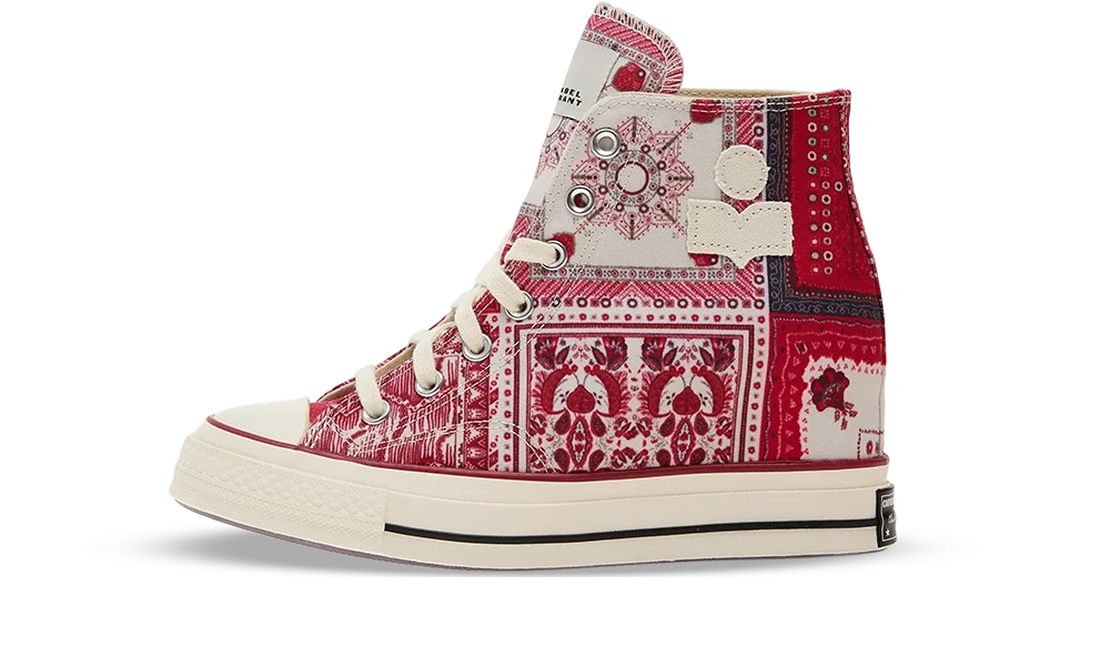 Overkicks - Converse Chuck 70 Internal Wedge Hi Isabel Marant Vanilla Ice Red (Womens) (A14802C) - vista lateral