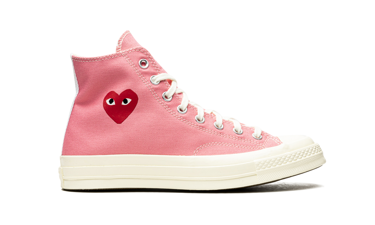 Overkicks - Converse Chuck Taylor All Star 70 Hi Comme des Garcons PLAY Bright Pink (168301C) - detalle talon