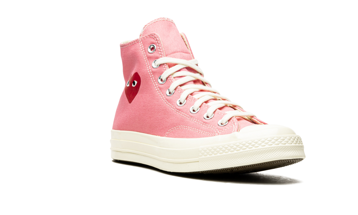 Overkicks - Converse Chuck Taylor All Star 70 Hi Comme des Garcons PLAY Bright Pink (168301C) - detalle lateral interior