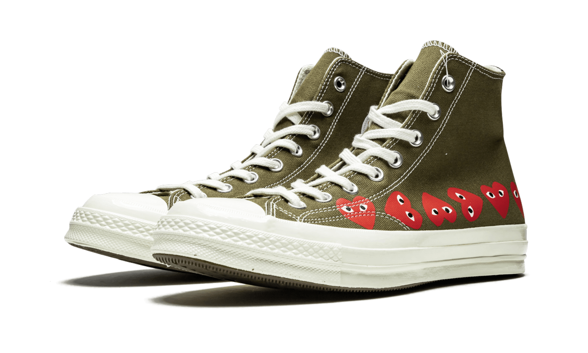Overkicks - Converse Chuck Taylor All Star 70 Hi Comme des Garcons PLAY Multi-Heart Green (162973C) - vista trasera
