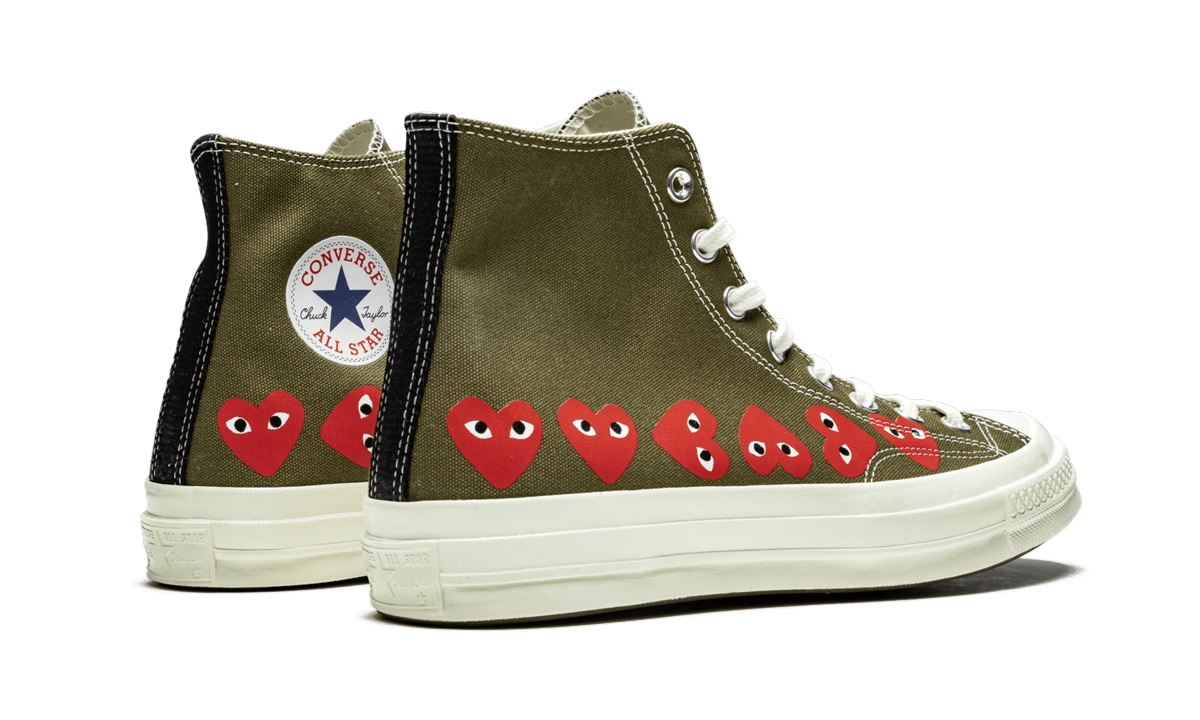 Overkicks - Converse Chuck Taylor All Star 70 Hi Comme des Garcons PLAY Multi-Heart Green (162973C) - par completo
