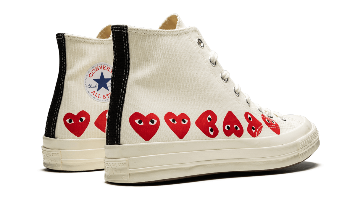 Overkicks - Converse Chuck Taylor All Star 70 Hi Comme des Garcons PLAY Multi-Heart White (162972C) - par completo