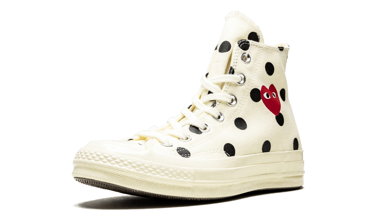 Overkicks - Converse Chuck Taylor All Star 70 Hi Comme des Garcons PLAY Polka Dot White (157251C) - detalle suela